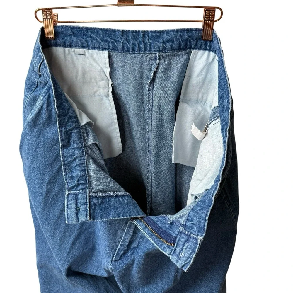 Vintage Farah Pleated Denim Trousers Mens‎ 38/29 Blue Garment Washed 90s Jeans
